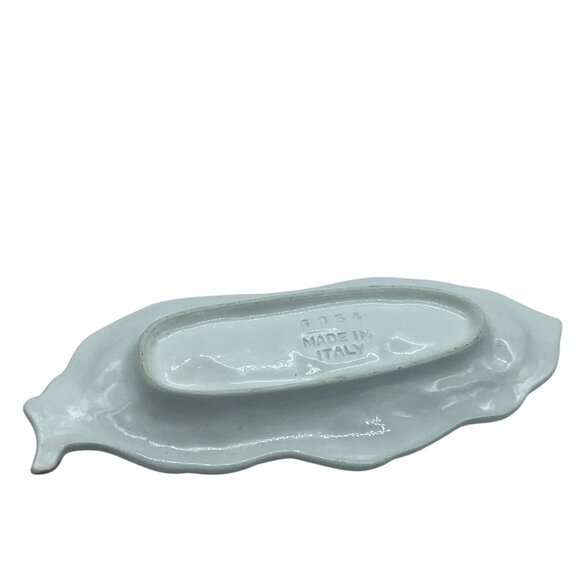 Olive Leaf Shaped Serving Tray Italy Made 6954 10" x 4" x 1" Ceramic Handpainted - Picture 3 of 6